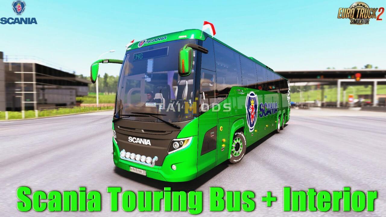 ETS2 - Scania Touring Bus + Interior V1.5 (1.36.x)