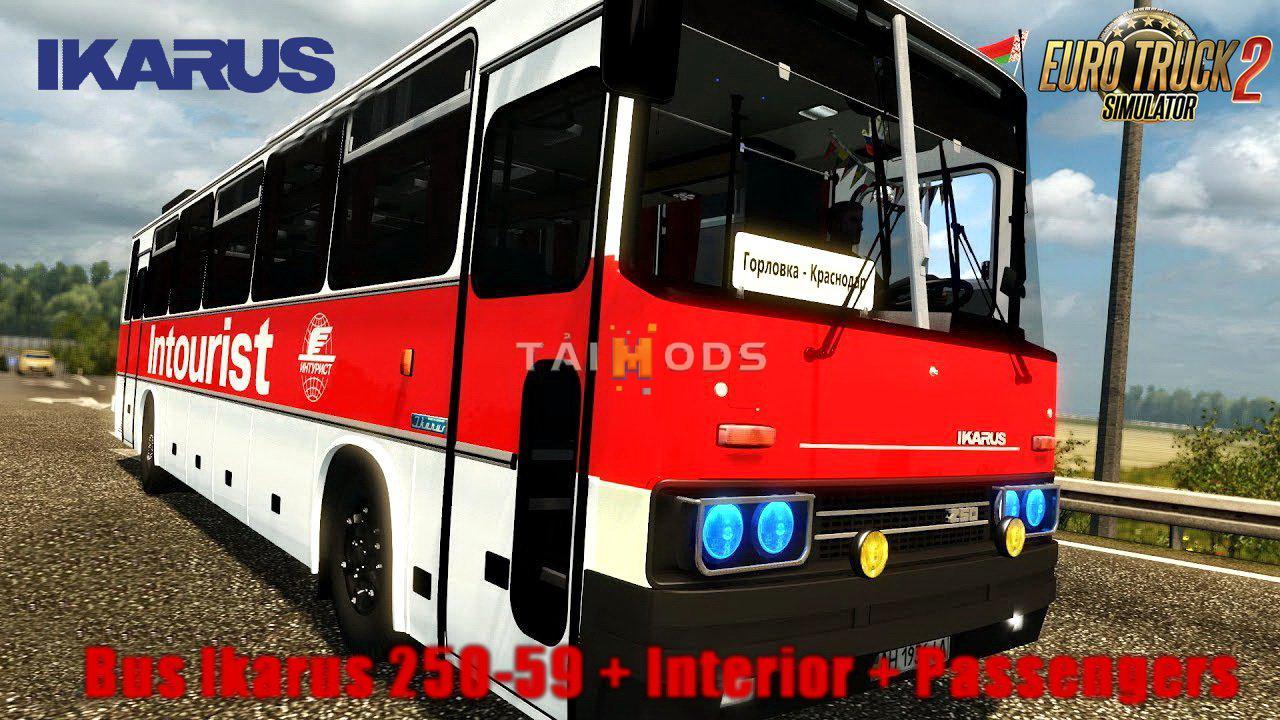 MOD ETS2 – Xe Khách ETS2 - Ikarus 250-59 Apollo + Interior + Passengers V2.0 (1.36.x)
