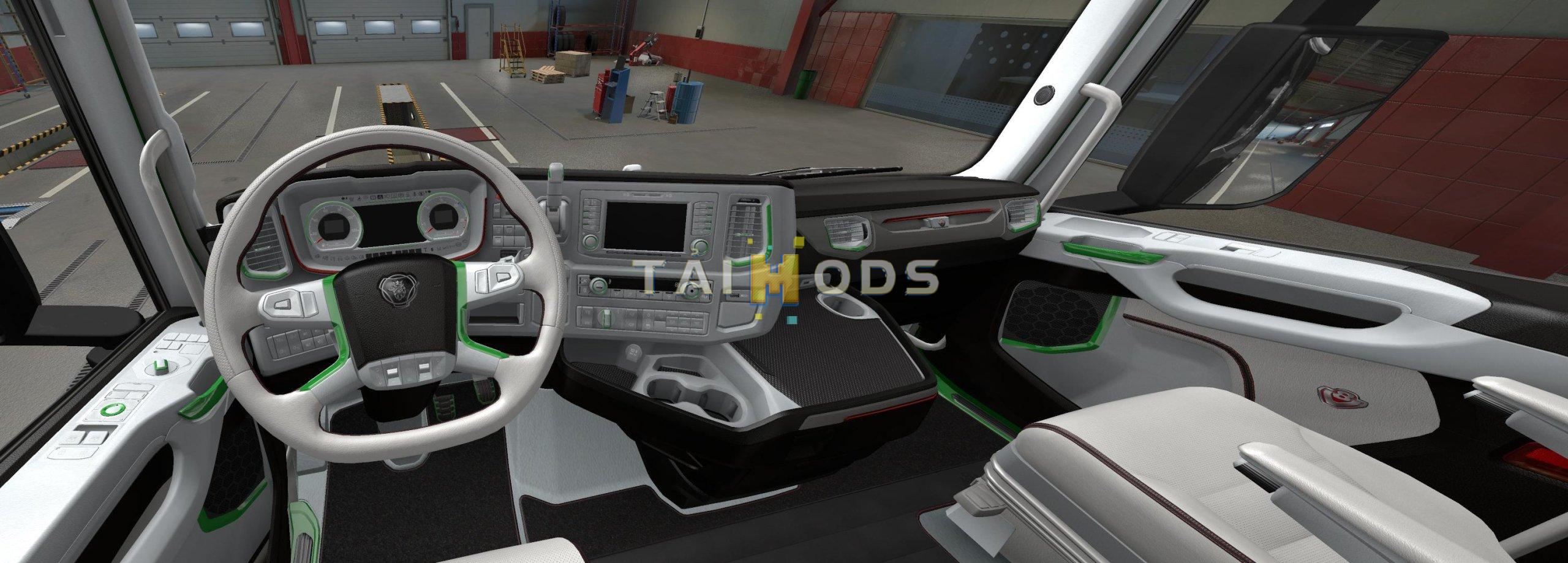 ETS2 - Scania S 2016 Interior White with Green V1.0 (1.37 - 1.38) (1.38.x)