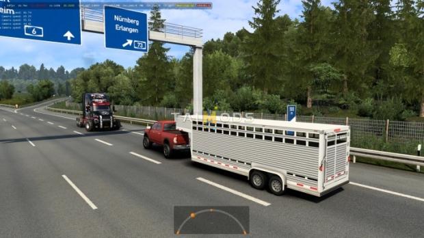 ETS2 - Dodge Ram 2500 + Trailers Hauler and Livestock in Traffic (1.43.x)