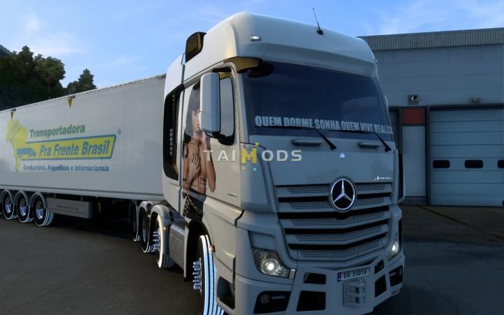 ETS2 - Sticker Glass for All Trucks Quem Dorme Sonha (1.41.x)