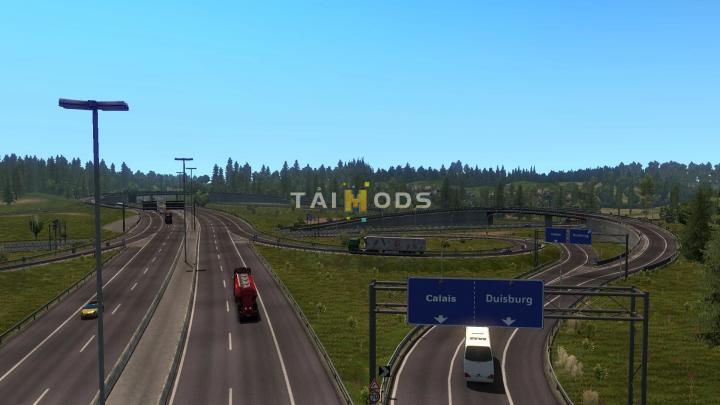 ETS2 - Rotterdam Brussel Highway with Calais Duisburg Road Interchange V2.5 (1.40.x)