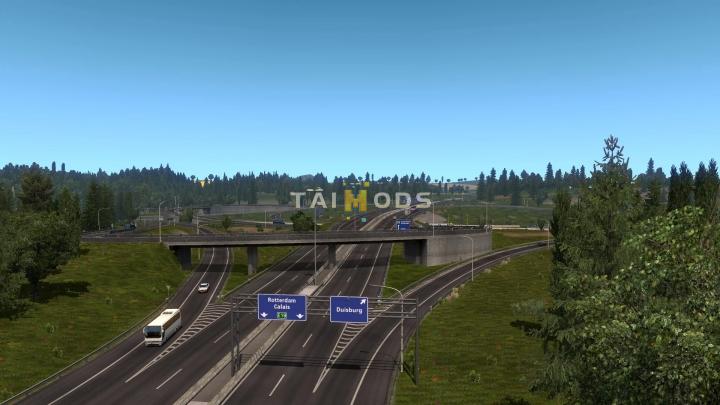 ETS2 - Rotterdam Brussel Highway with Calais Duisburg Road Interchange V2.5 (1.40.x)
