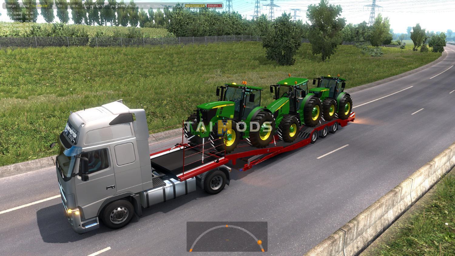 ETS2 - Trailers for Transporting Tractors and Equipment in Traffic Mod (1.36.x)