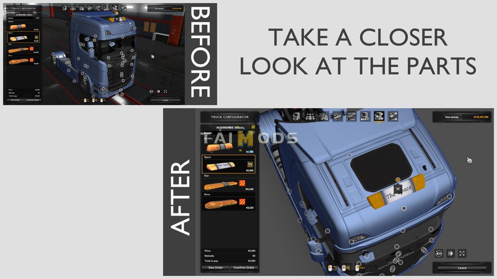 ETS2 - Service Menu View Changer Mod V1.0 (1.36.x)