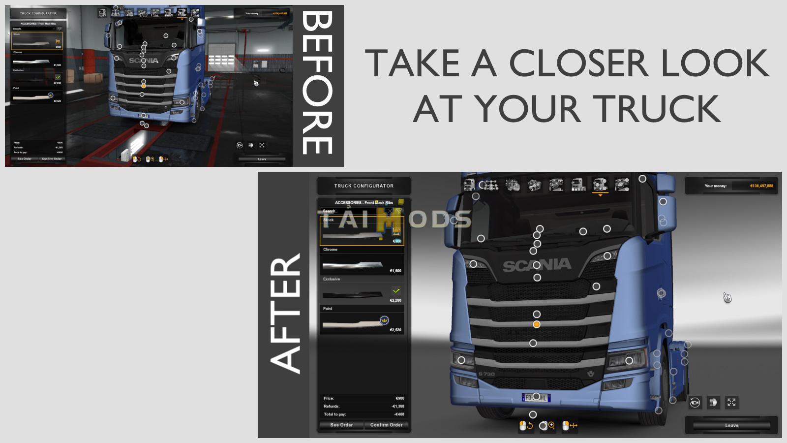 ETS2 - Service Menu View Changer Mod V1.0 (1.36.x)