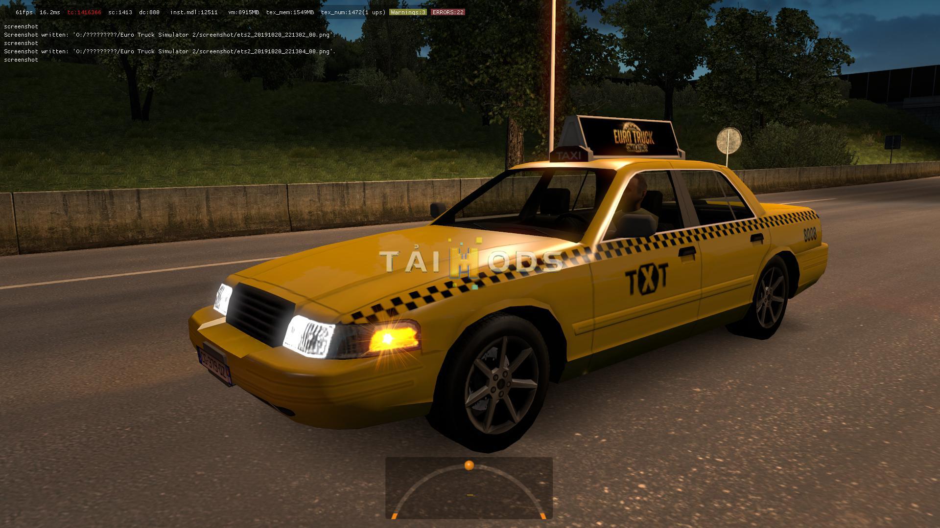 ETS2 - Yellow Taxi with Checkers in Traffic Mod (1.36.X)