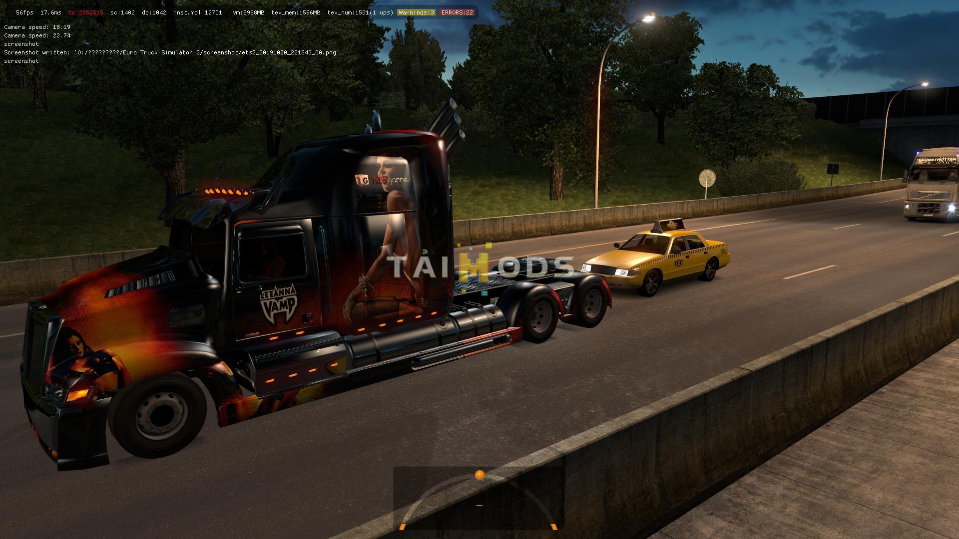 ETS2 - Yellow Taxi with Checkers in Traffic Mod (1.36.X)