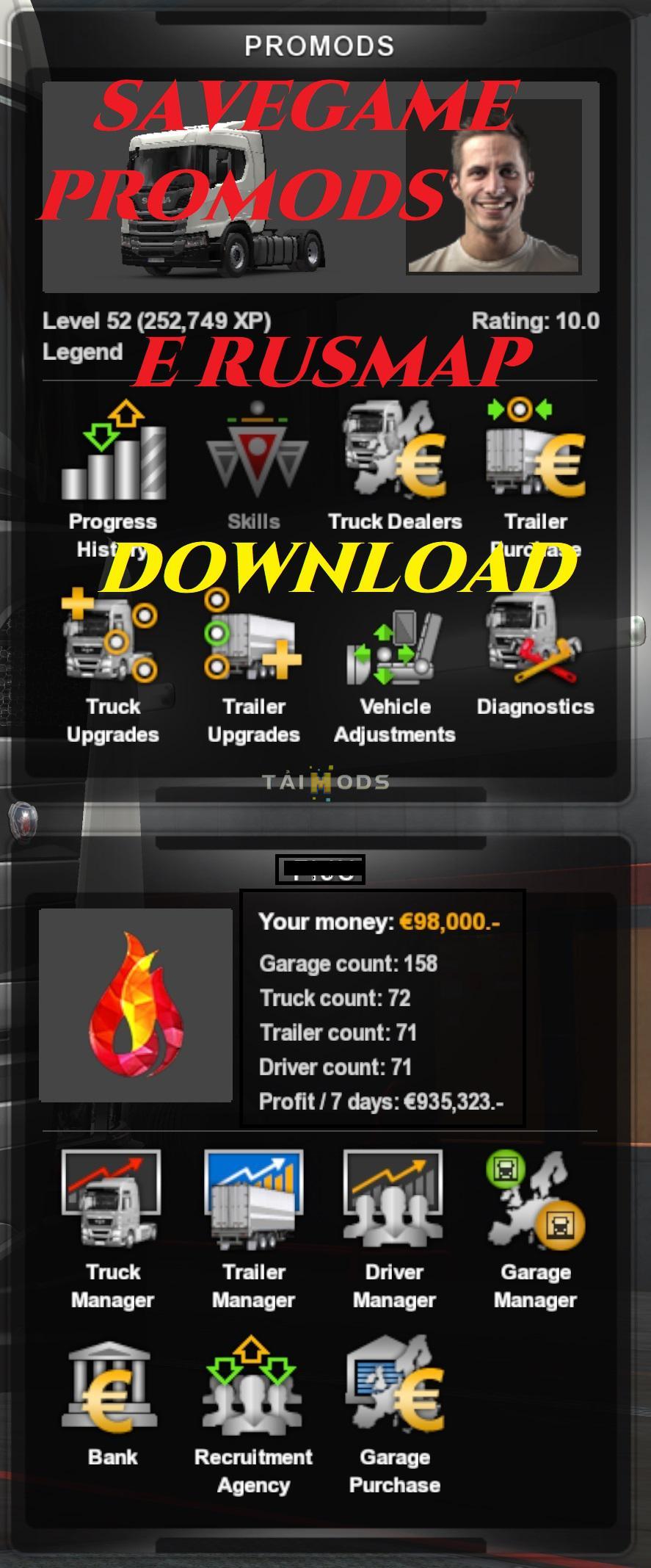 ETS2 - Save Game 1.13S Promods + Rusmap (1.35.X)