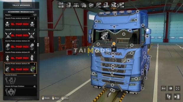 MOD ETS2 – Phụ Tùng ETS2 - Scania Pirate Window Stickers (1.48.x)