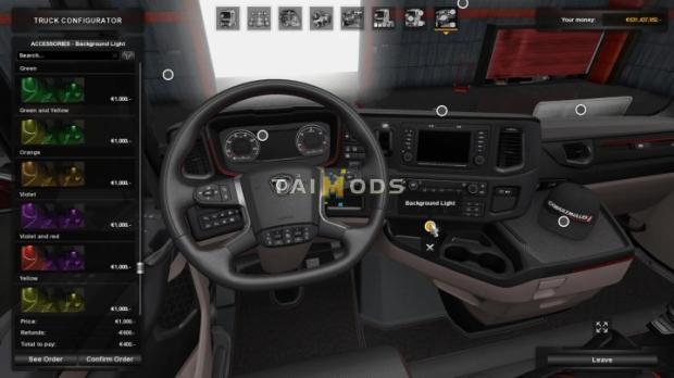 ETS2 - Scania R & S Background Lights & V8 Back Panels (1.42.x)