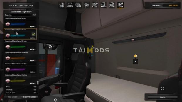 ETS2 - Scania R & S Background Lights & V8 Back Panels (1.42.x)