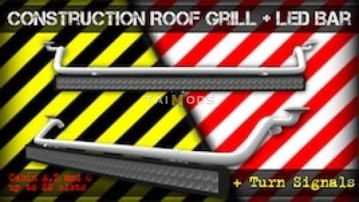 MOD ETS2 – Phụ Tùng ETS2 - Construction Roof Grill + Led Bar Fixed (1.41.x)