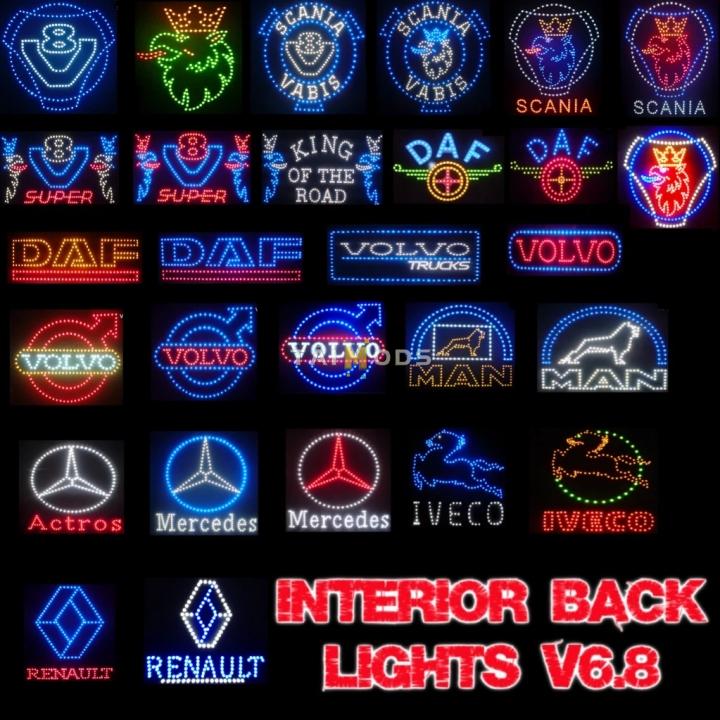 MOD ETS2 – Phụ Tùng ETS2 - Interior Back Lights V6.8 (1.41.x)