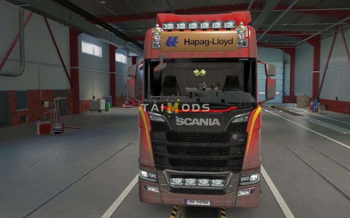 ETS2 - Big Lightbox Scania R And S 2016 Hapag Lloyd Orange (1.40.x)