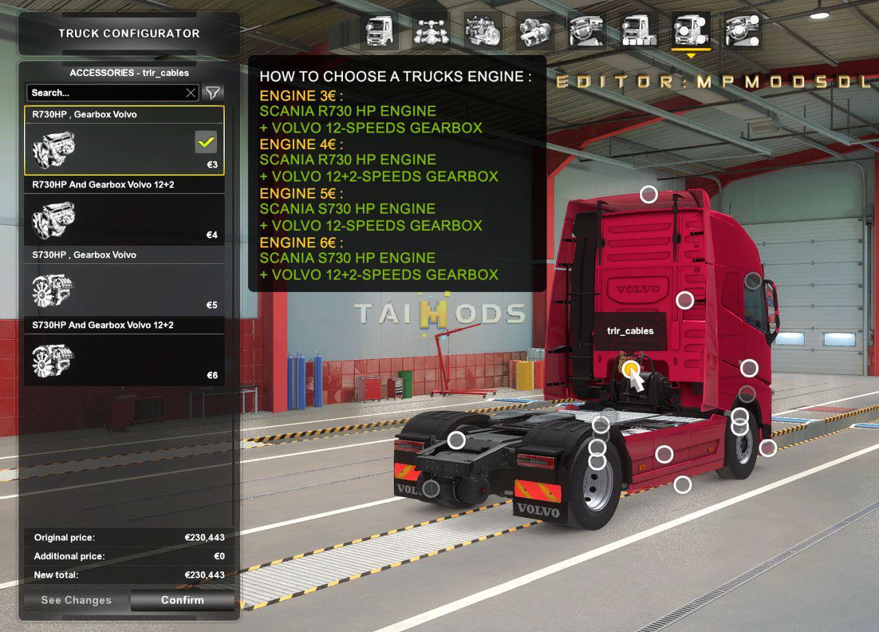 MOD ETS2 – Phụ Tùng ETS2 - Scania 730HP Engine for All Trucks Mod V1.0 for Multiplayer (1.39.x)