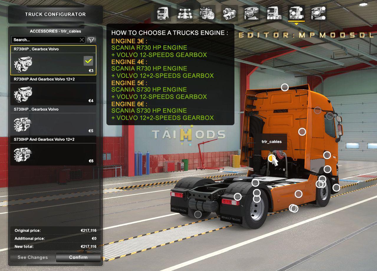 MOD ETS2 – Phụ Tùng ETS2 - Scania 730HP Engine for All Trucks Mod V1.0 for Multiplayer (1.39.x)