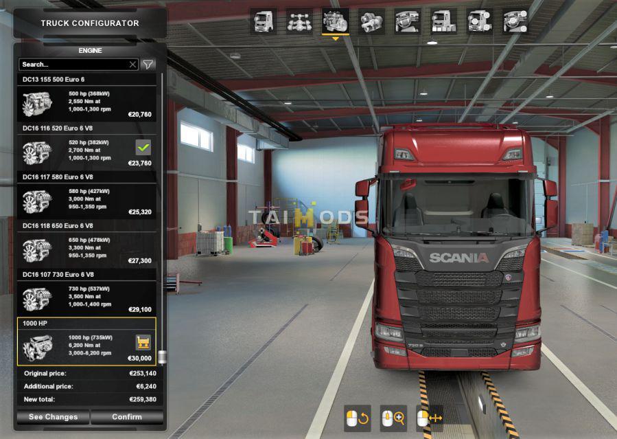 MOD ETS2 – Phụ Tùng ETS2 - 1000 HP Engine for All Trucks (1.38.x)