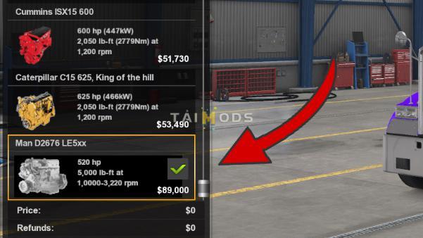 MOD ETS2 – Phụ Tùng ETS2 - Man D2676 Diesel Engine V1.1 (1.38.x)