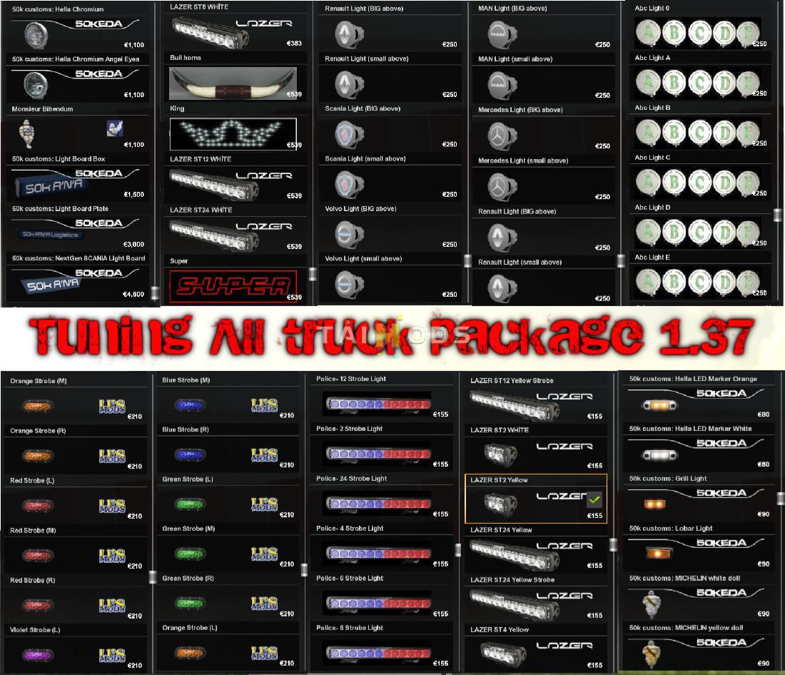 MOD ETS2 – Phụ Tùng ETS2 - Tuning All Truck Pack (1.37.x)