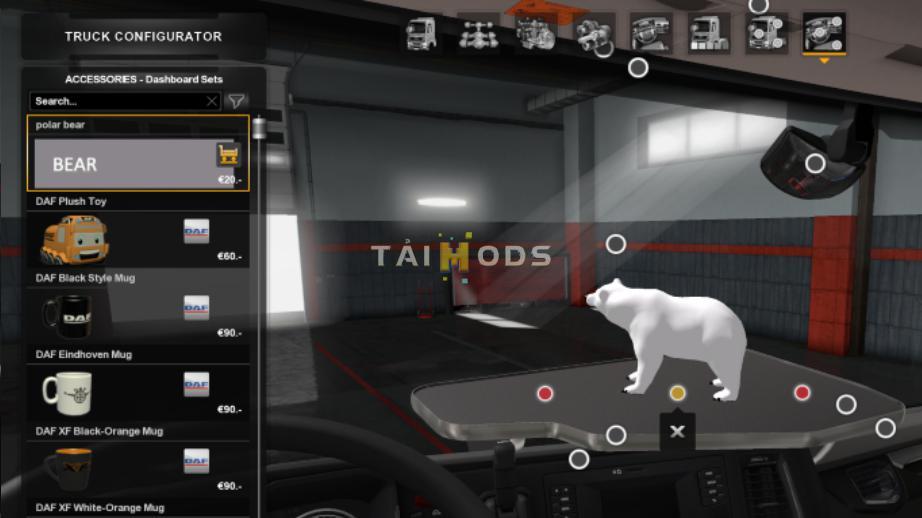 MOD ETS2 – Phụ Tùng ETS2 - Polar Bear for interior V6.9 (1.35.x)