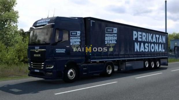 ETS2 - MAN TGX 2020 & SCS Curtainsider Trailer Perikatan Nasional Combo Skin (1.48.x)