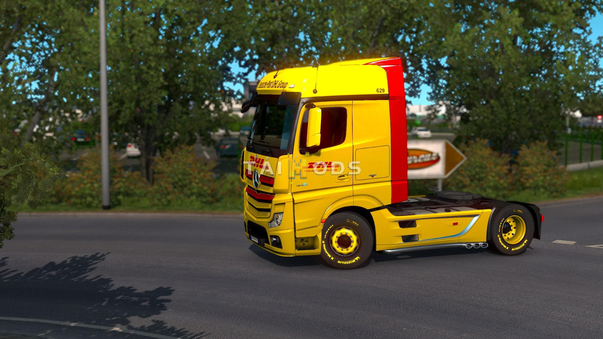 ETS2 - Mercedes Actros 2014 DHL Paintjob Skin V1.0 (1.37+) (1.37.x)
