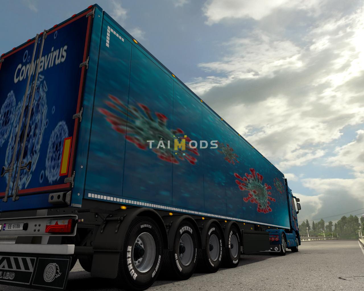 ETS2 - Renault Renault T & Scs Trailer Corona Combo Skin V1.0 (1.37.x)