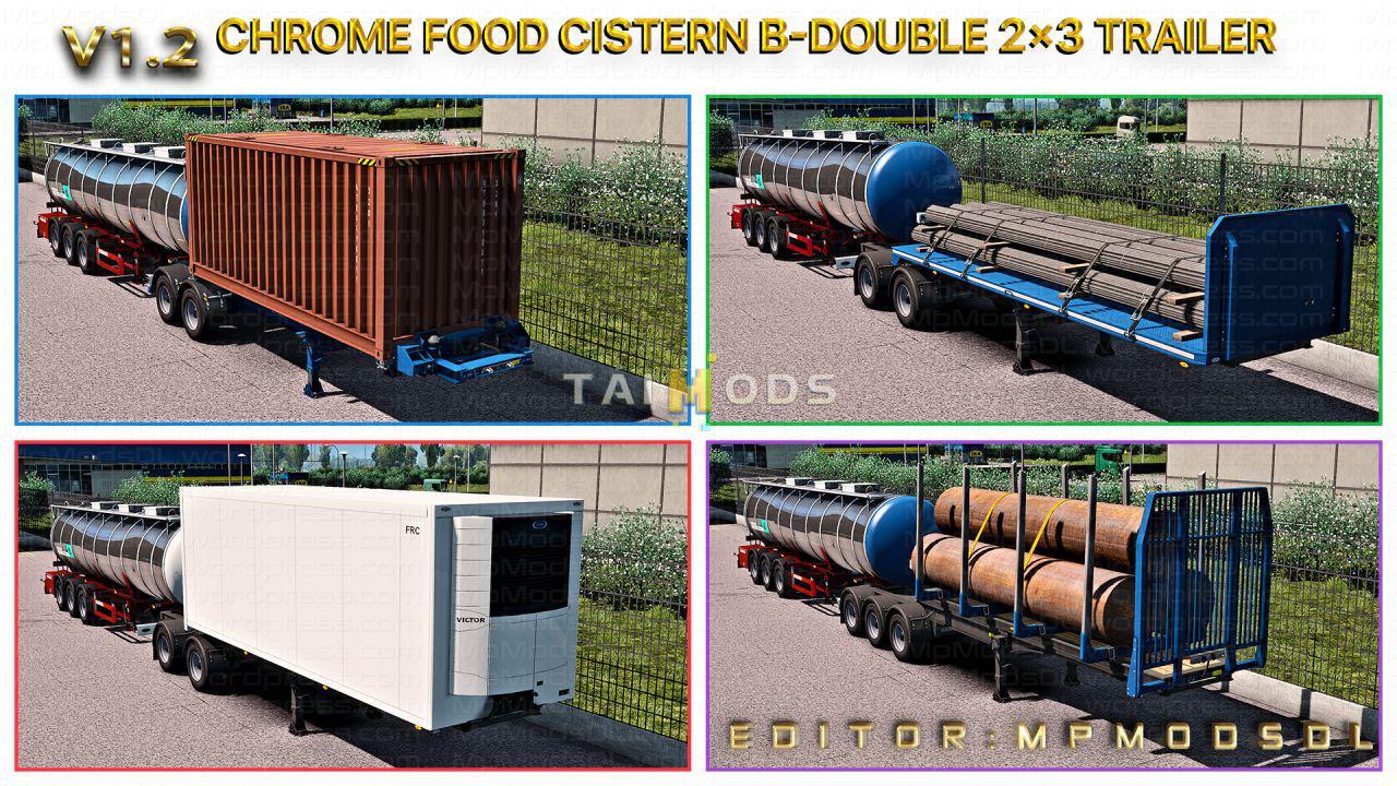 ETS2 - Hybrid Chrome Food Cistern Trailer Mod V1.2 (1.39.x)