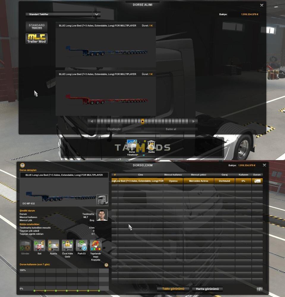 ETS2 - Long Low Bed (7+3 Axles Extendable Long) MP (1.39.x)