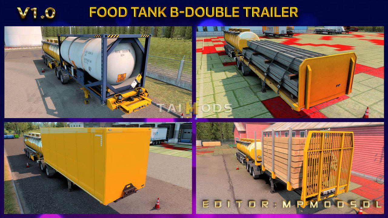 ETS2 - Food Tank B-Double And HCT Trailer V1.0 (1.38.x)