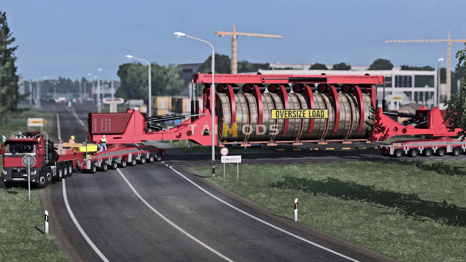 ETS2 - Oversize Convoi Industrial Cable Reel (1.36.x)