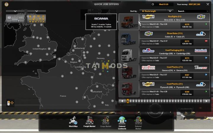 ETS2 - Quick Jobs with Modded Trucks V1.0 (1.40.x)