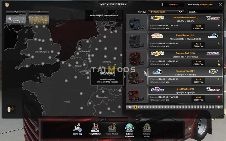 ETS2 - Quick Jobs with Modded Trucks V1.0 (1.40.x)